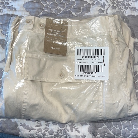 Madewell The Perfect Vintage Wide Leg Pant: Utility Edition NK096 Beige 33 - Picture 8 of 8